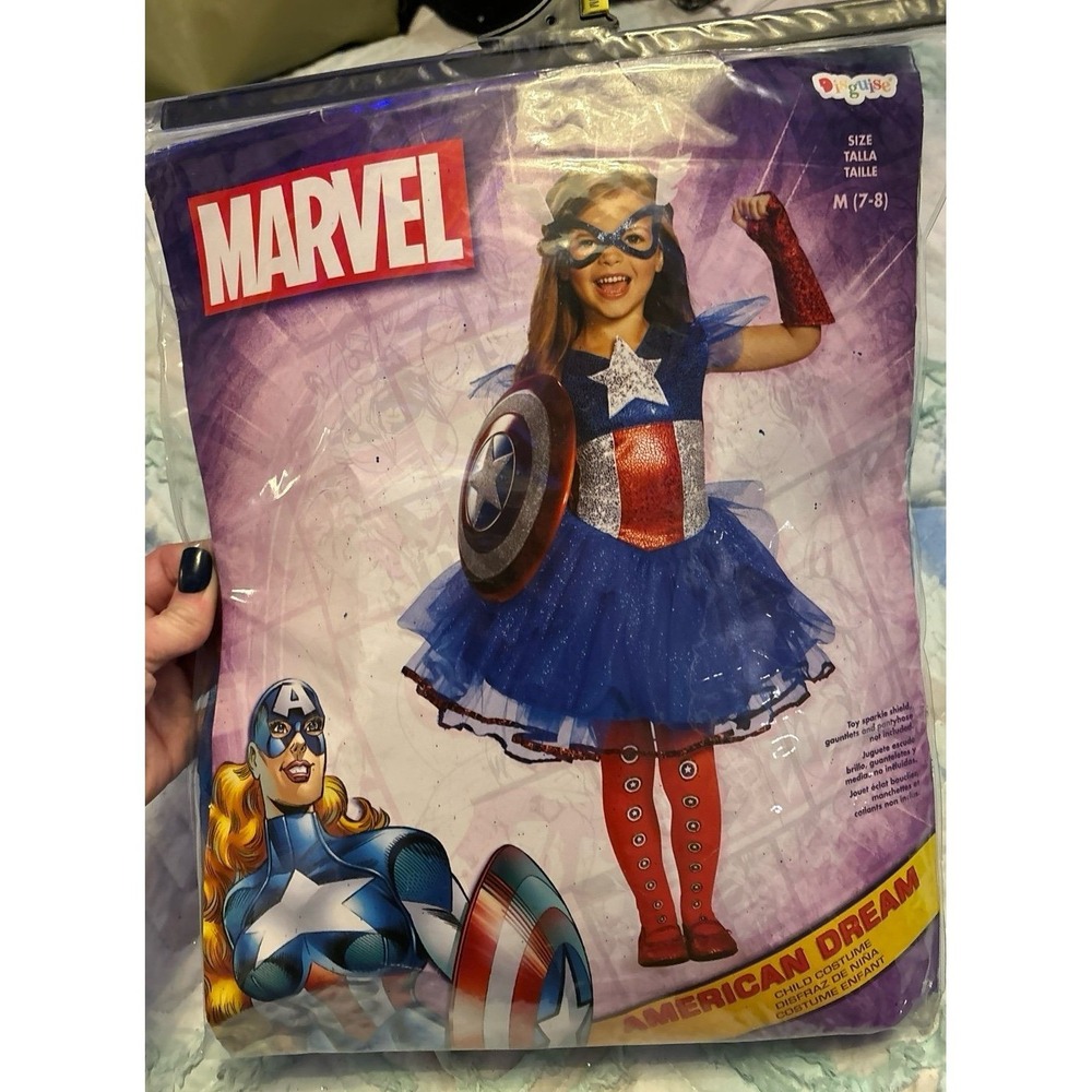 Marvel Girl's American Dream Halloween 3pc Costume, Size Medium 7-8 - Picture 6 of 6